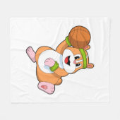 Hamster als Basketballspeler met Basketball Fleece Deken (Voorkant (Horizontaal))