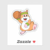 Hamster als Basketballspeler met Basketball Sticker (Vel)