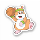 Hamster als Basketballspeler met Basketball Sticker (Voorkant)