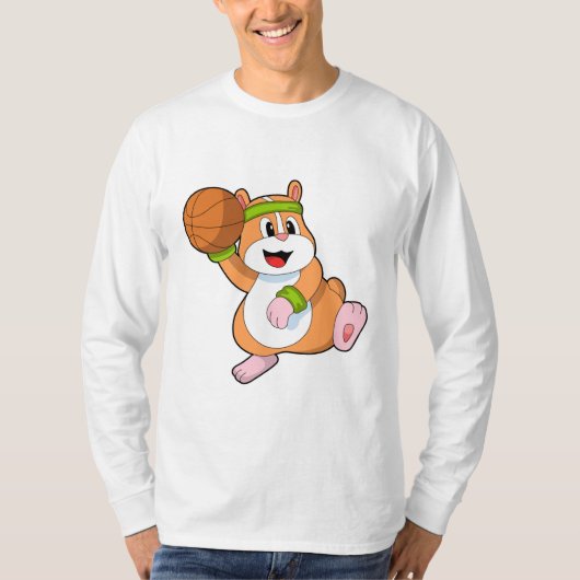 Hamster als Basketballspeler met Basketball T-shirt (Voorkant)