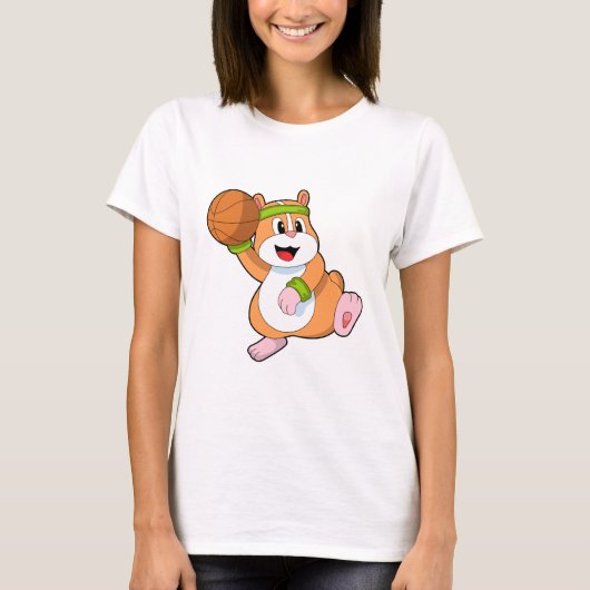 Hamster als Basketballspeler met Basketball T-shirt (Voorkant)