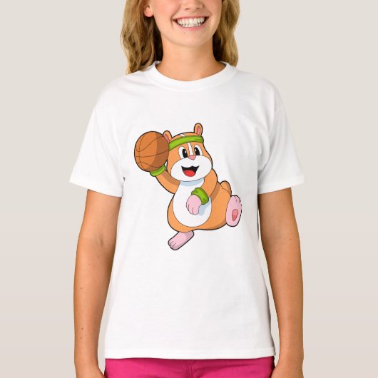 Hamster als Basketballspeler met Basketball T-shirt (Voorkant)