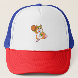 Hamster als Basketballspeler met Basketball Trucker Pet