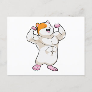 Hamster als Bodybuilder met grote spieren Briefkaart