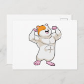 Hamster als Bodybuilder met grote spieren Briefkaart (Voorkant / Achterkant)