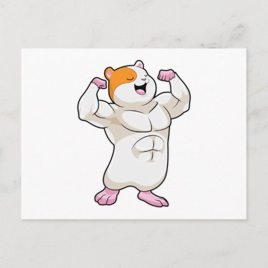 Hamster als Bodybuilder met grote spieren Briefkaart (Voorkant)