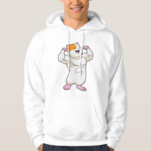 Hamster als Bodybuilder met grote spieren Hoodie (Voorkant)