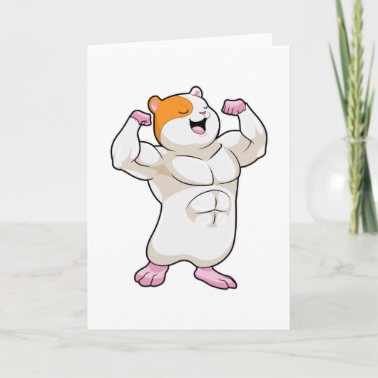 Hamster als Bodybuilder met grote Spieren Kaart (Voorkant)