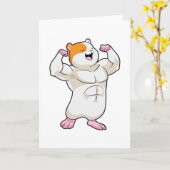 Hamster als Bodybuilder met grote Spieren Kaart (Gele Bloem)