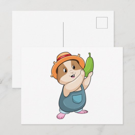 Hamster als boer met courgette briefkaart (Voorkant / Achterkant)