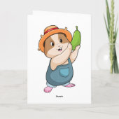 Hamster als boer met courgette kaart (Achterkant)