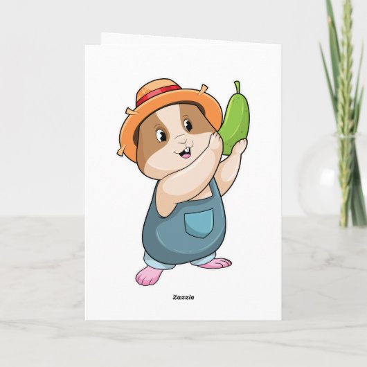 Hamster als boer met courgette kaart (Achterkant)