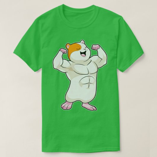 Hamster als buikbouwer met grote spieren t-shirt (Design voorkant)