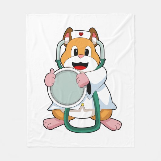 Hamster als Doctor met Stethoscoop.PNG Fleece Deken (Voorkant)