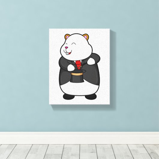 Hamster als Magicaliër met Magische wand en Pet Canvas Afdruk (Insitu (Houten vloer))