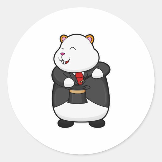 Hamster als Magicaliër met Magische wand en Pet Ronde Sticker (Voorkant)