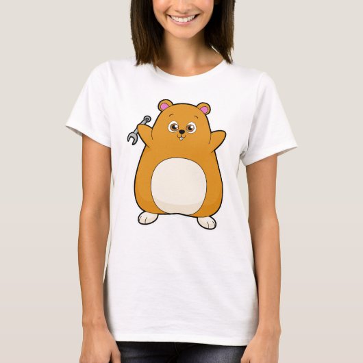 Hamster als Mechanisch met een sleutel T-shirt (Voorkant)