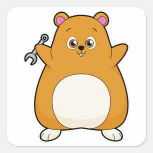 Hamster als Mechanisch met een sleutel Vierkante Sticker