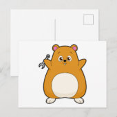Hamster als monteur met sleutel briefkaart (Voorkant / Achterkant)