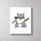 Hamster als Ninja bij de vechtkunst met zwaard Canvas Afdruk (Voorkant)
