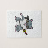 Hamster als Ninja bij de vechtkunst met zwaard Legpuzzel (Horizontaal)