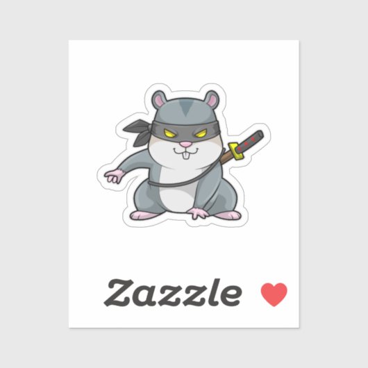 Hamster als Ninja bij de vechtkunst met zwaard Sticker (Vel)