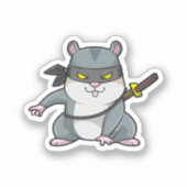 Hamster als Ninja bij de vechtkunst met zwaard Sticker (Voorkant)