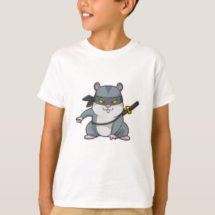 Hamster als Ninja bij de vechtkunst met zwaard T-shirt