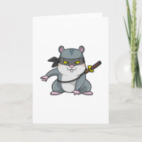 Hamster als ninja bij vechtsporten met zwaard