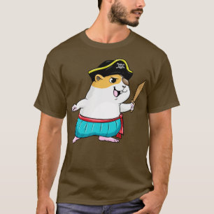 Hamster als piraat met zwaard en piratenpet t-shirt