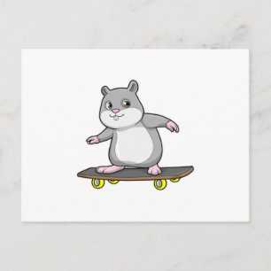 Hamster als Skater met Skateboard Briefkaart