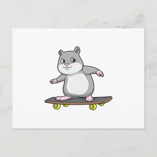 Hamster als Skater met Skateboard Briefkaart (Voorkant)