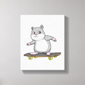 Hamster als Skater met Skateboard Canvas Afdruk (Voorkant)