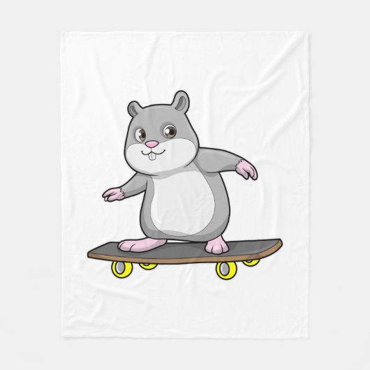 Hamster als Skater met Skateboard Fleece Deken (Voorkant)