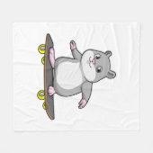 Hamster als Skater met Skateboard Fleece Deken (Voorkant (Horizontaal))