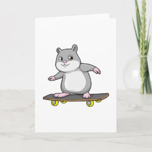 Hamster als Skater met Skateboard Kaart