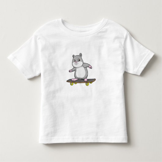 Hamster als Skater met Skateboard Kinder Shirts (Voorkant)