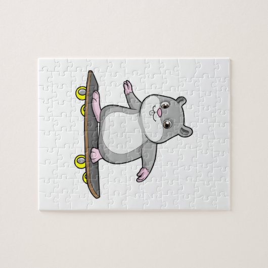 Hamster als Skater met Skateboard Legpuzzel (Horizontaal)