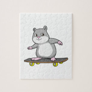 Hamster als Skater met Skateboard Legpuzzel