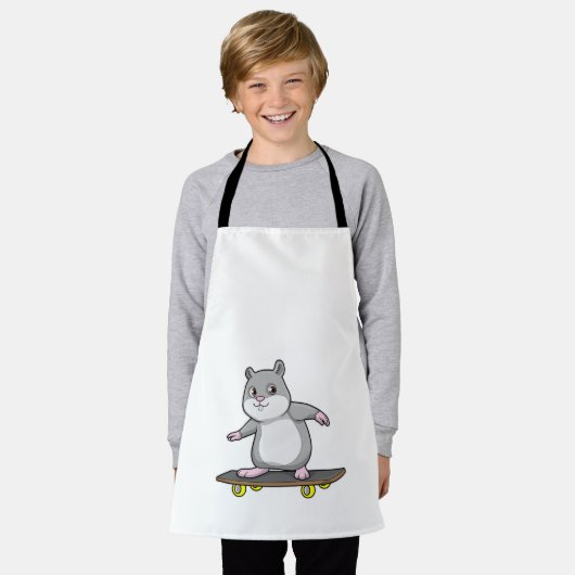 Hamster als Skater met Skateboard Schort (Gedragen)