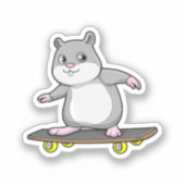 Hamster als Skater met Skateboard Sticker (Voorkant)