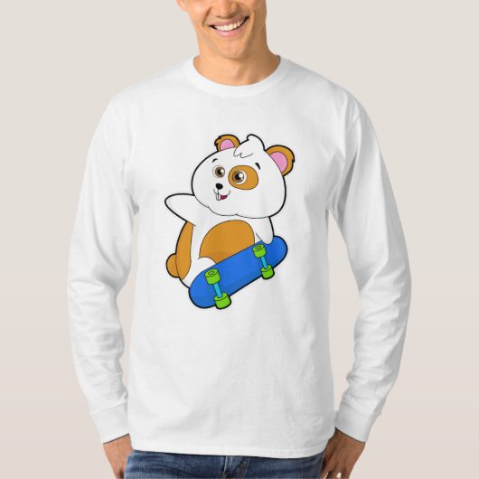 Hamster als Skater met Skateboard T-shirt (Voorkant)