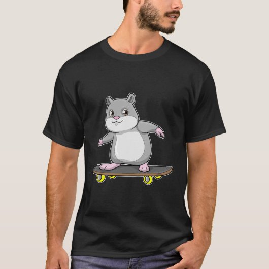 Hamster als Skater met Skateboard T-shirt (Voorkant)