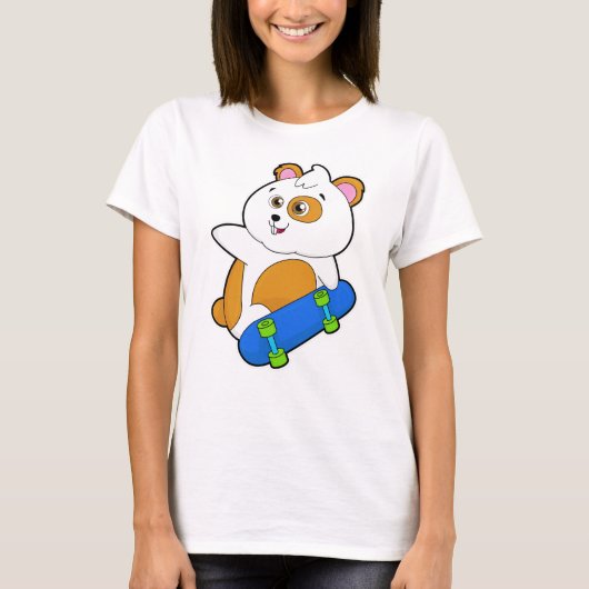 Hamster als Skater met Skateboard T-shirt (Voorkant)