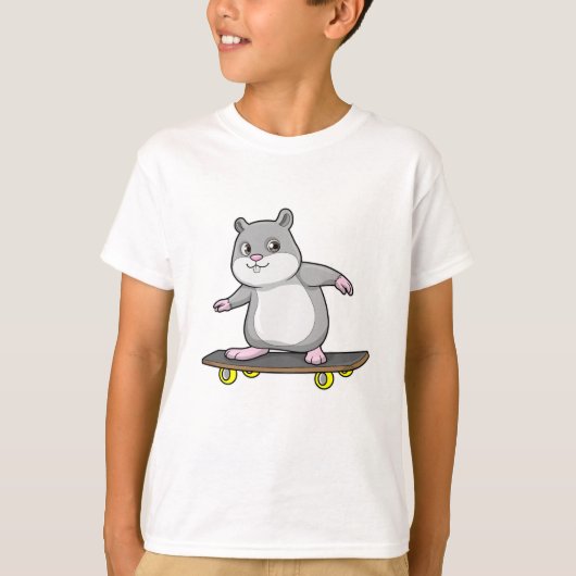Hamster als Skater met Skateboard T-shirt (Voorkant)