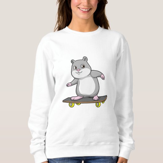 Hamster als Skater met Skateboard Trui (Voorkant)