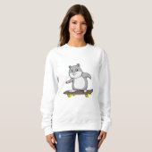 Hamster als Skater met Skateboard Trui (Voorkant volledig)