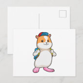 Hamster als student met rugzak en pet briefkaart (Voorkant / Achterkant)