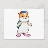 Hamster als student met rugzak en pet briefkaart (Voorkant)
