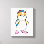 Hamster als student met rugzak en Pet Canvas Afdruk (Voorkant)